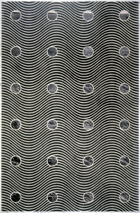 "Tread #9," 1995; Graphite Rubbing/Collage on Paper; 40"X26"