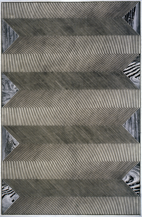   "Tread #23," 1996; Graphite Rubbing/Collage on Paper; 40"X26"  