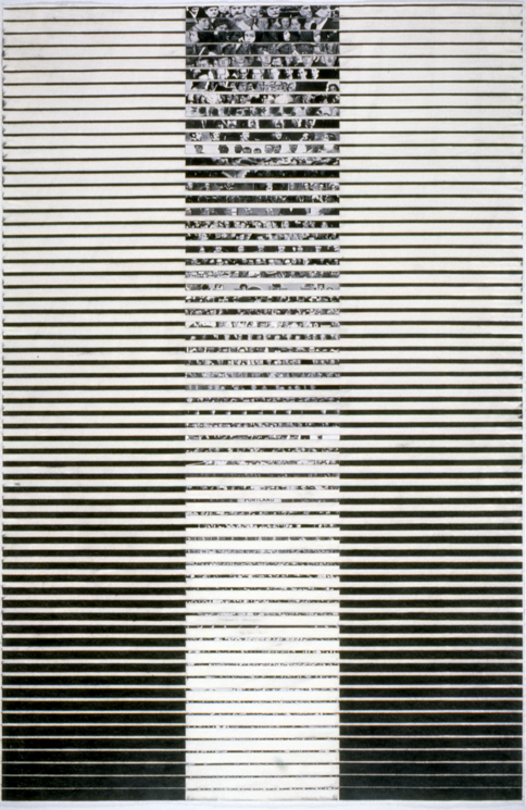   "Tread #19," 1996; Graphite Rubbing/Collage on Paper; 40"X26"  