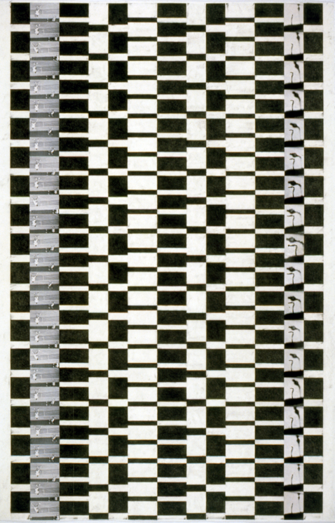 "Tread #16," 1996; Graphite Rubbing/Collage on Paper; 40"X26"