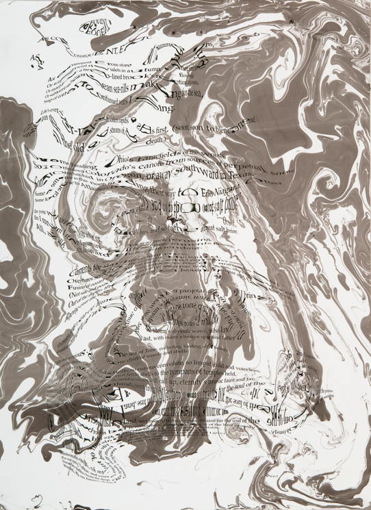 "Refraction Code - As Consequent, etc. #1," 2011; Digital Inkjet and Sumi-e Ink on Paper; 16" X 22"