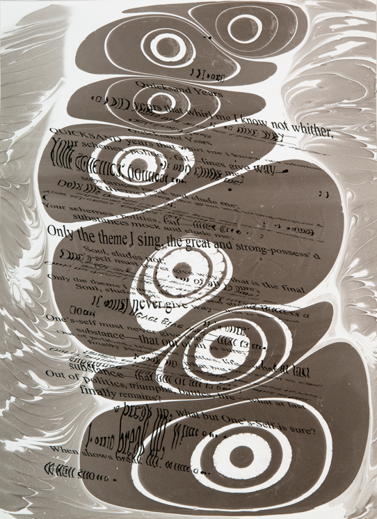   "Refraction Code - Quicksand Years #2," 2011; Digital Inkjet and Sumi-e Ink on Paper; 16" X 22"  