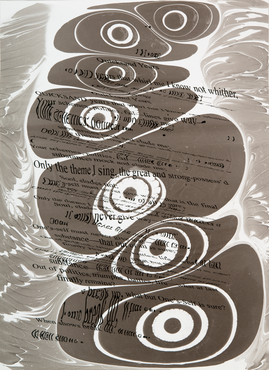 "Refraction Code - Quicksand Years #2," 2011; Digital Inkjet and Sumi-e Ink on Paper; 16" X 22"