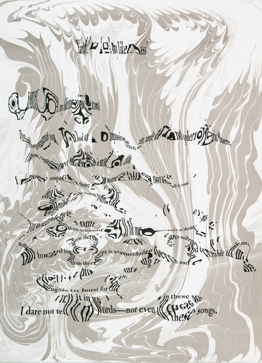 "Refraction Code - Earth! my Likeness!! #1," 2011; Digital Inkjet and Sumi-e Ink on Paper; 16" X 22"