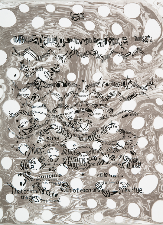   "Refraction Code - Germs #3," 2011; Digital Inkjet and Sumi-e Ink on Paper; 16" X 22"  