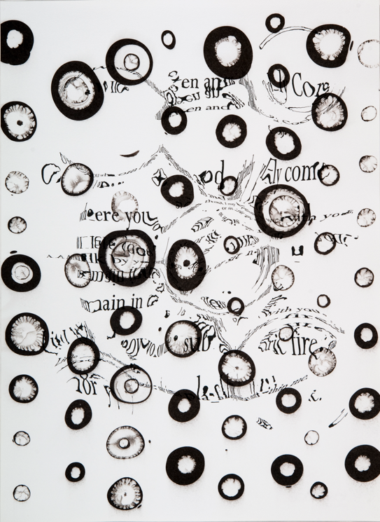   "Refraction Code - O You Whom I Often and Silently Come #1," 2011; Digital Inkjet and Sumi-e Ink on Paper; 16" X 22"  