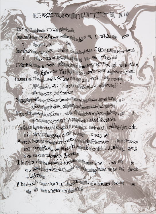 "Refraction Code - The World Below the Brine #2," 2011; Digital Inkjet and Sumi-e Ink on Paper; 16" X 22"