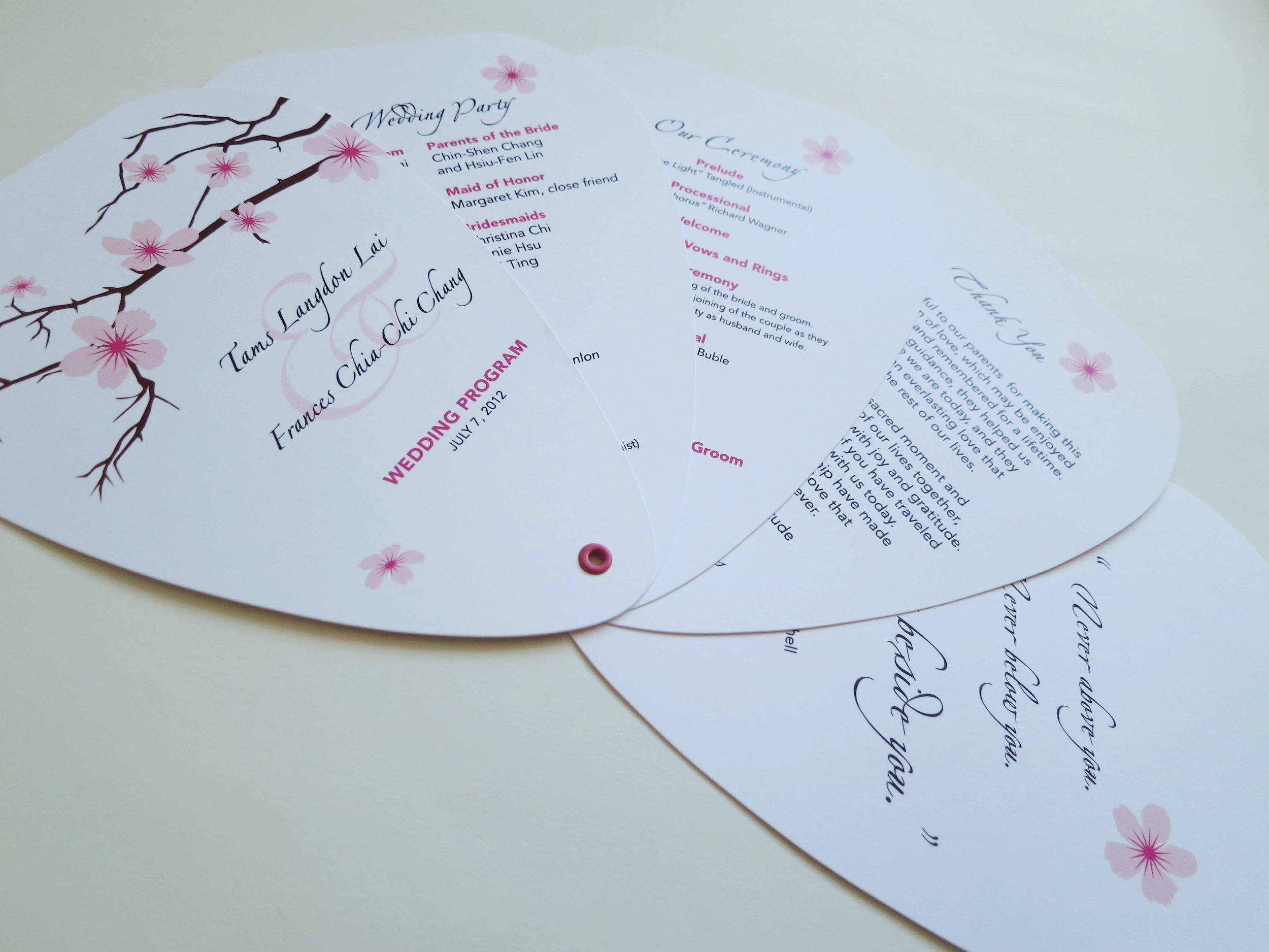 Cherry Blossom Wedding Program / Fan