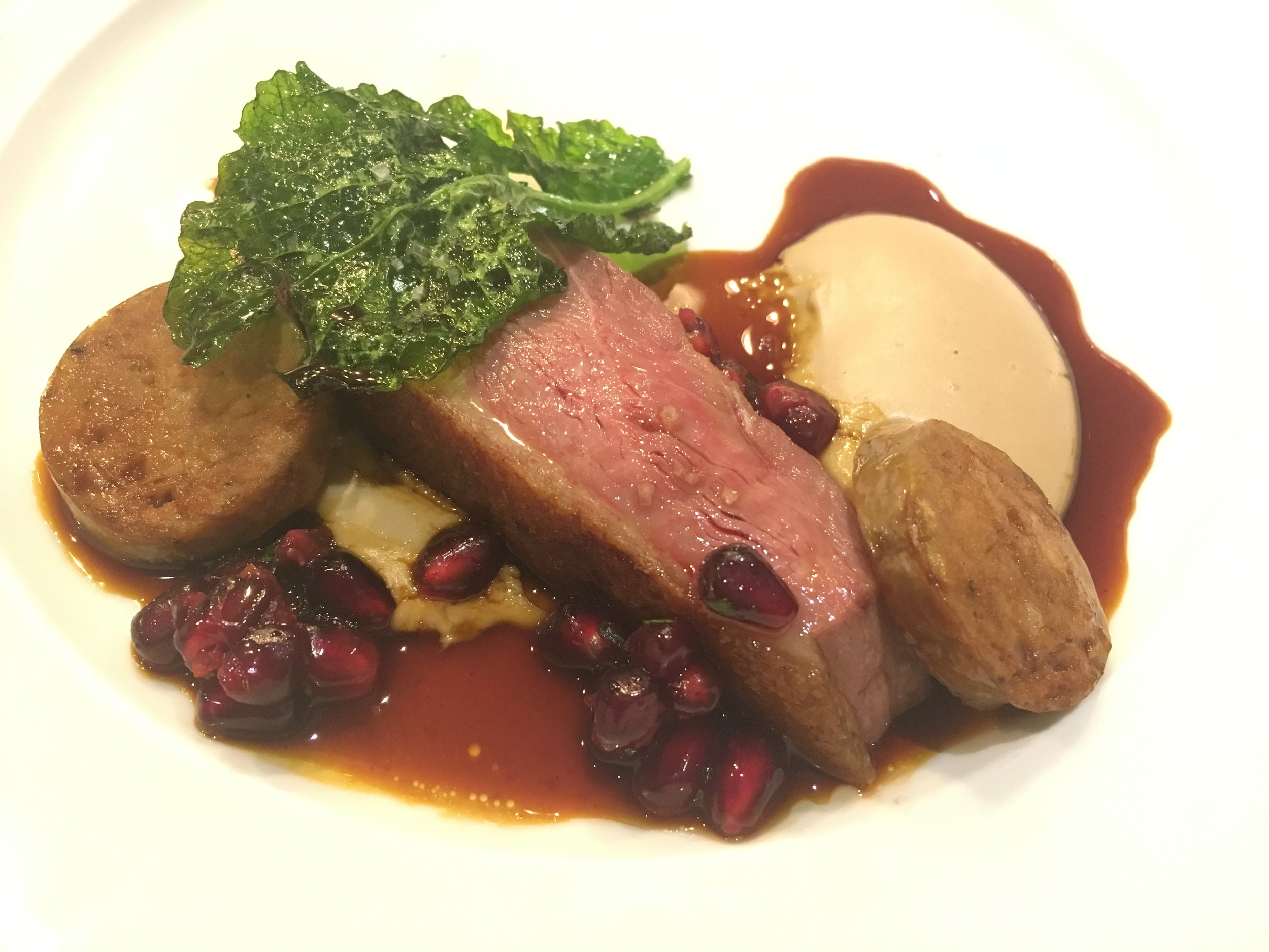 Rohan Duck Breast with pomegranate and chestnut puree
