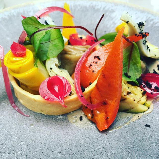 Exquisite medley of vegetables inside a buttery pastry shell