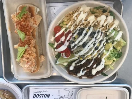 Quinoa taco salad and Lobster Roll - Boston exclusive