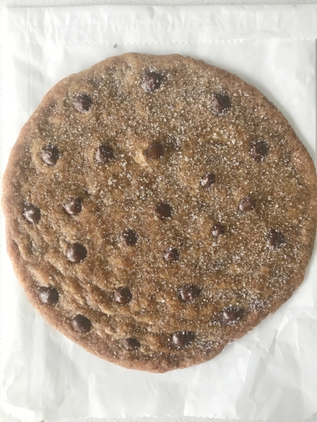 Cinnamon chocolate chip cookie - as big as your face...or bigger