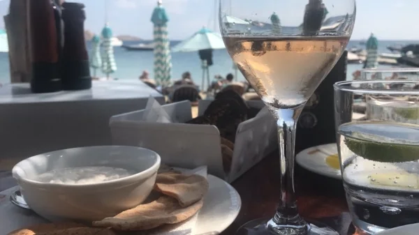The best table at Nammos Beach Bar