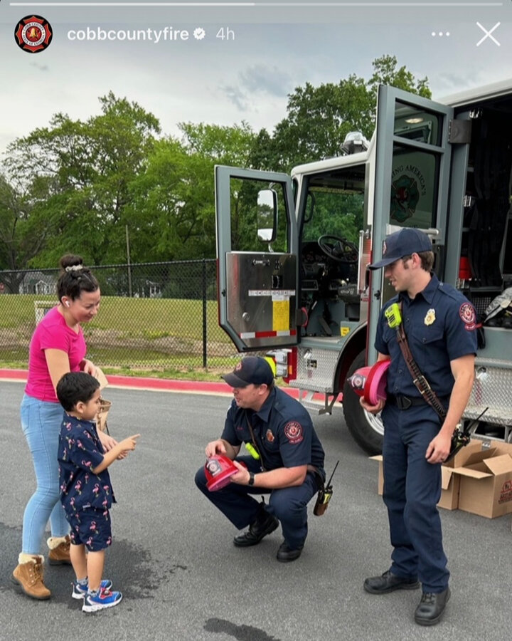 It's National Firefighters Day and one of our own (Tria's Son in Love Daniel) serves valiantly here in Cobb County, currently at Station 2. It's overwhelming and amazing the constant training and educating they do to be prepared. Meeting children in 