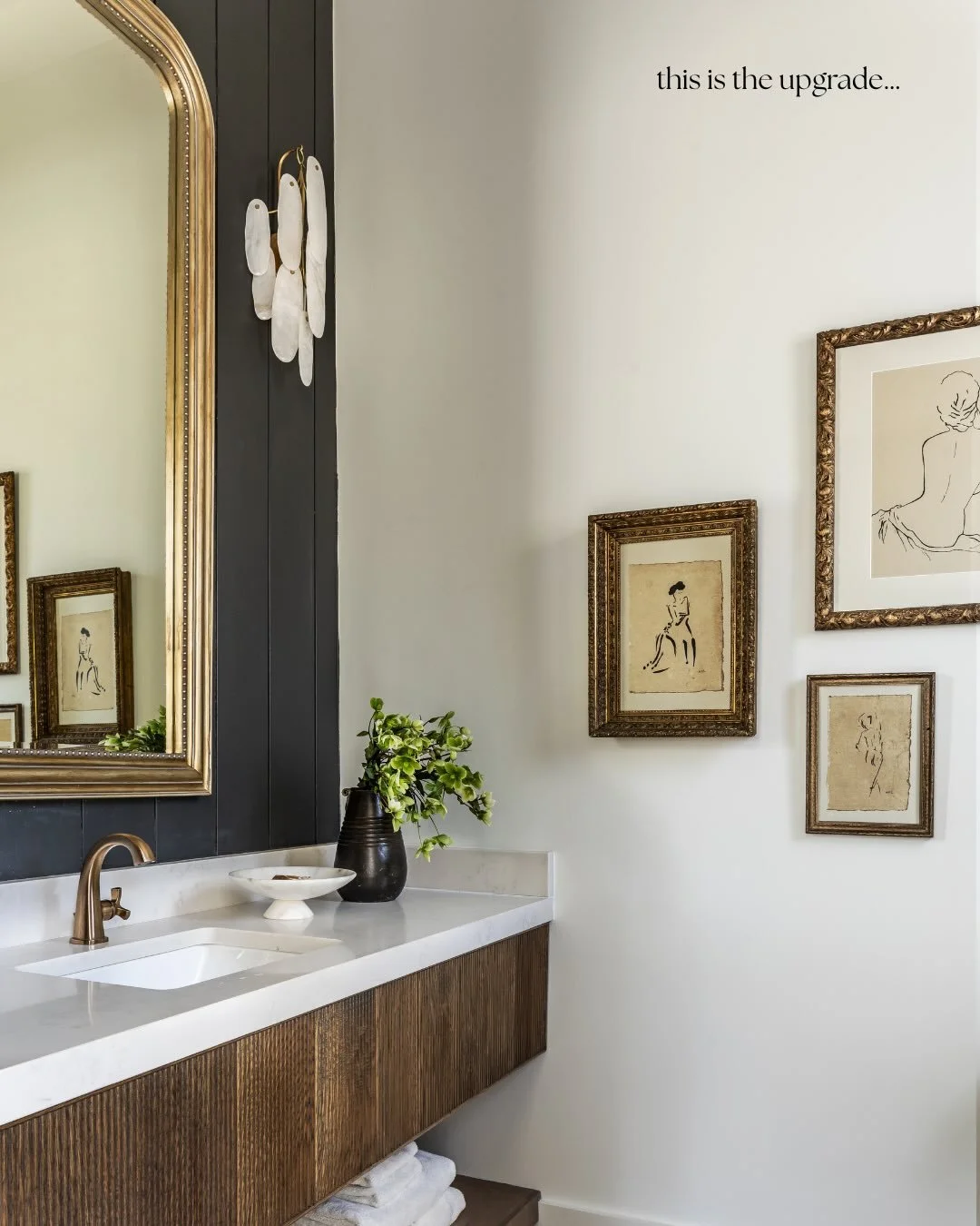 Same space, different story.🫧🖤

As seen in this Historic Roswell powder room, a little vision can go a long way. 

The potential was always there&hellip;sometimes all you need is a designers touch bring it forward! 

#roswellga #vanity #bathroomins