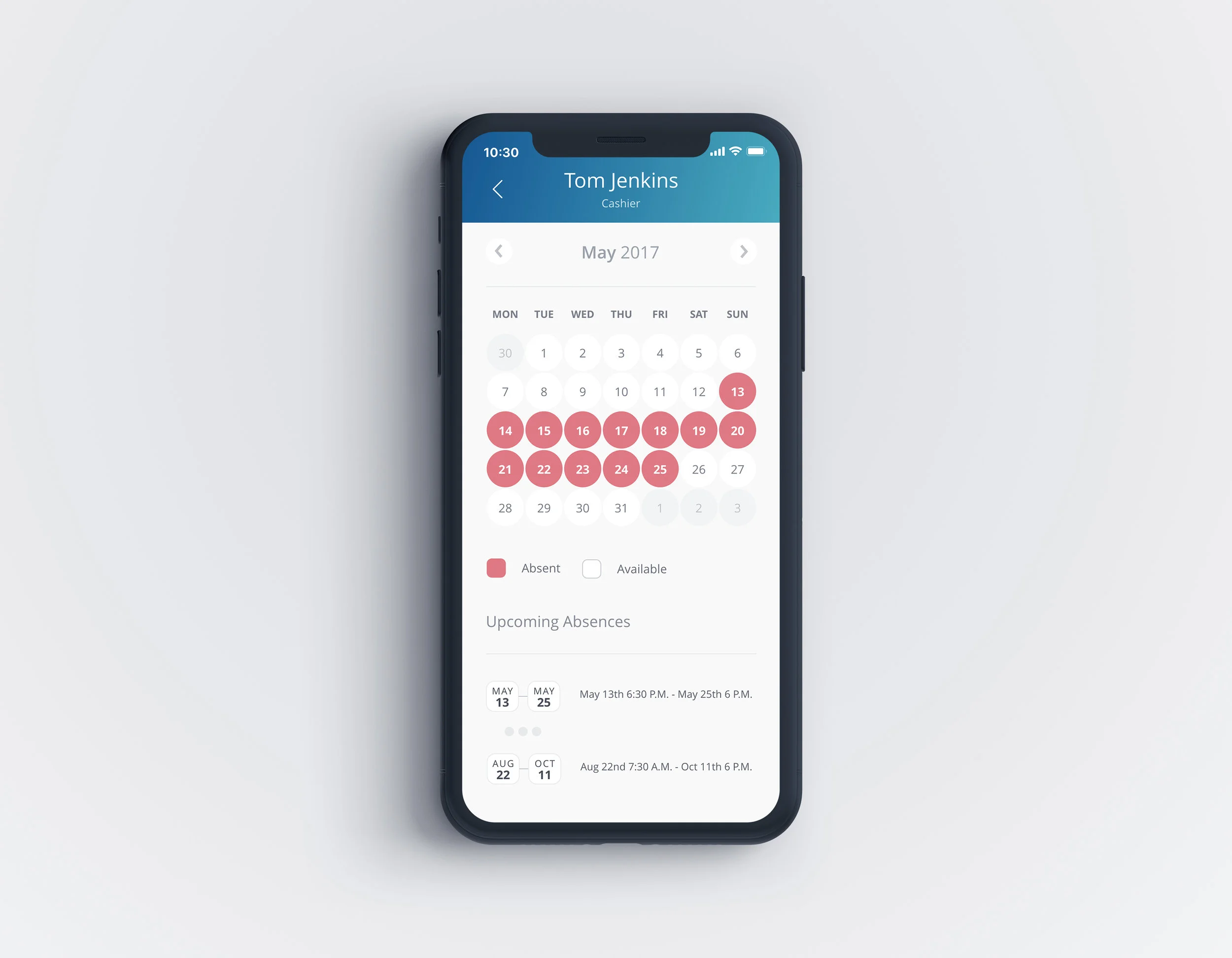 Example Employee Profile Screen