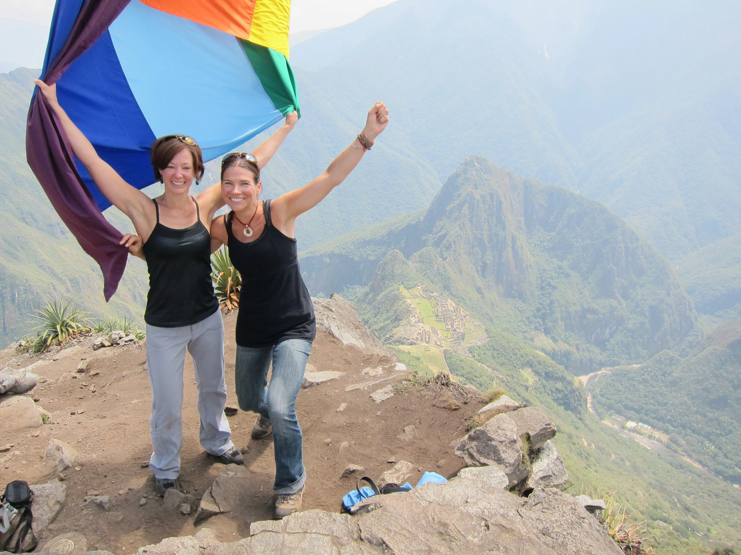 High up in Peru, with one of my adventure besties, celebrating an epic day above Machu Picchu.