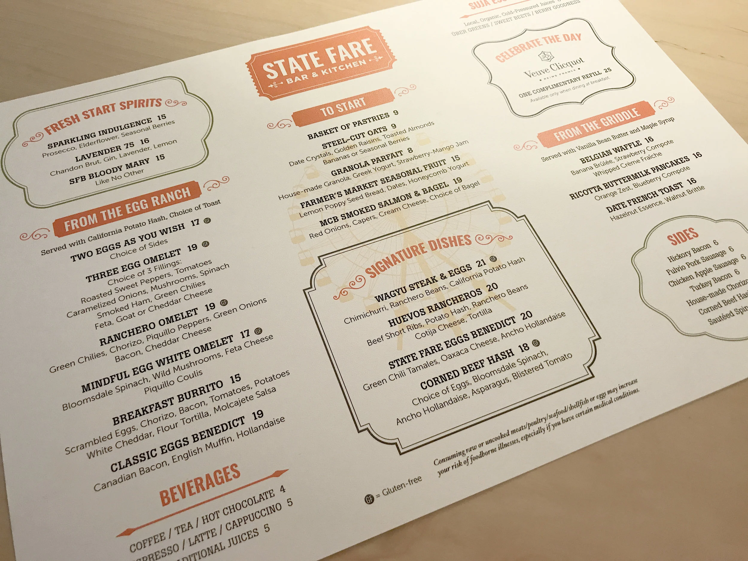 State Fare Breakfast Menu