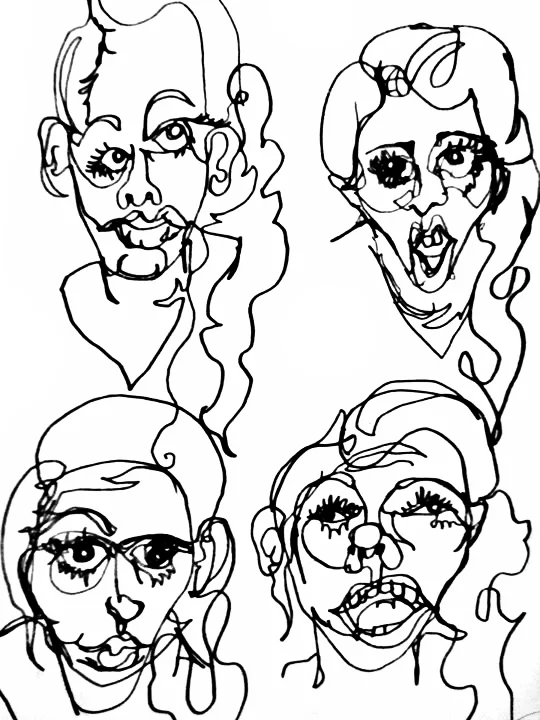 Blind Contour Self Portrait Series
