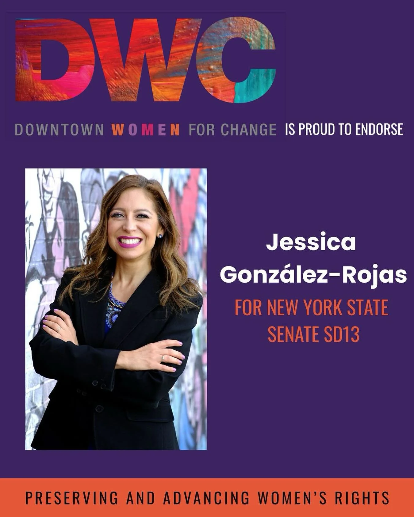 DWC is proud to endorse Jessica Gonz&aacute;lez-Rojas @votejgr for New York State Senate SD13!