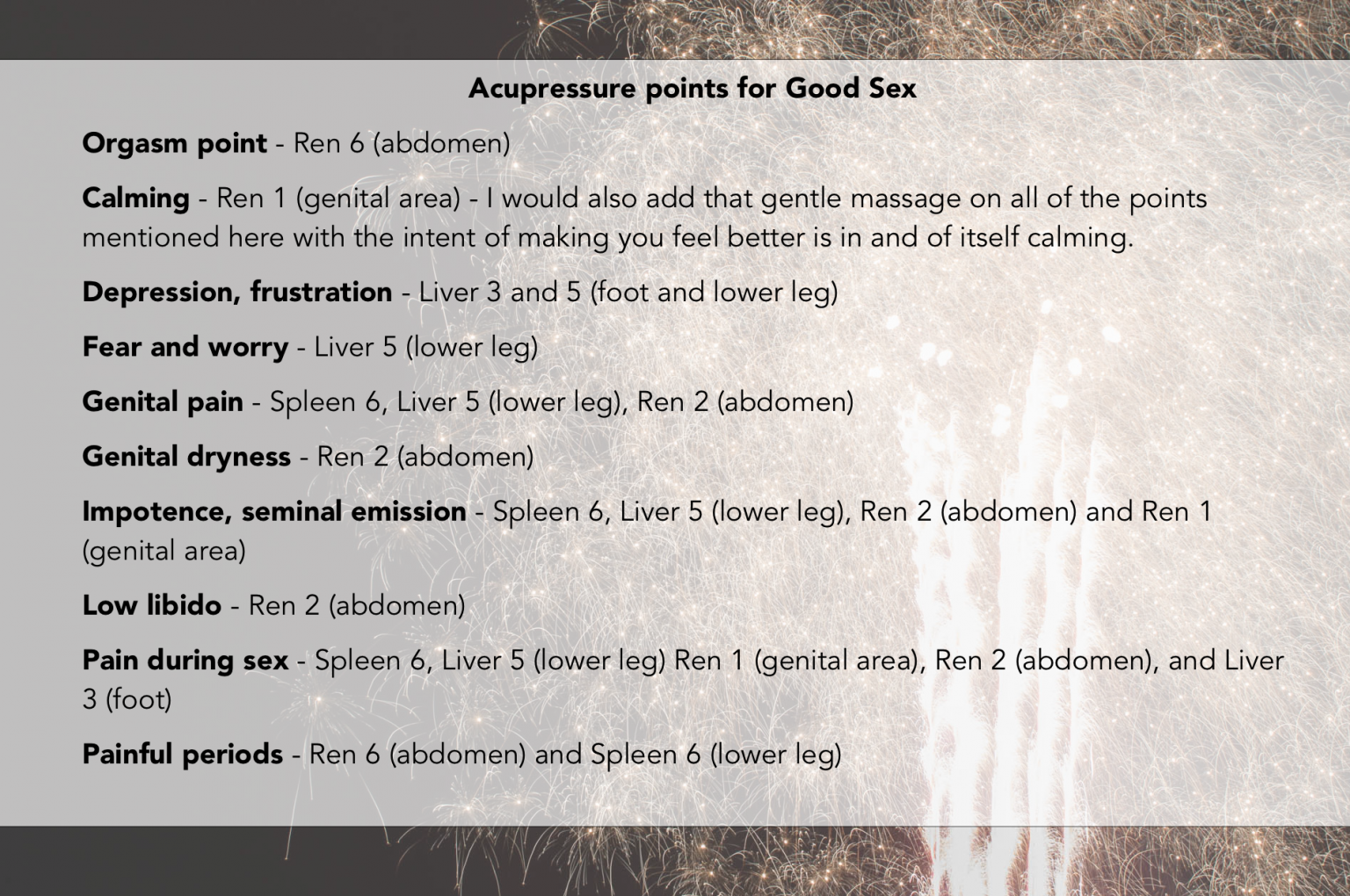 Sexual Acupressure Points Chart