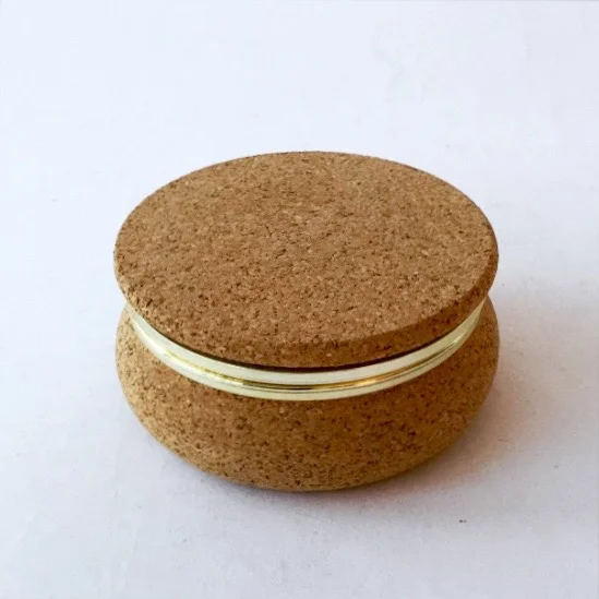 Vintage brass and cork round trinket box c.1970. 5x2.5inH $38