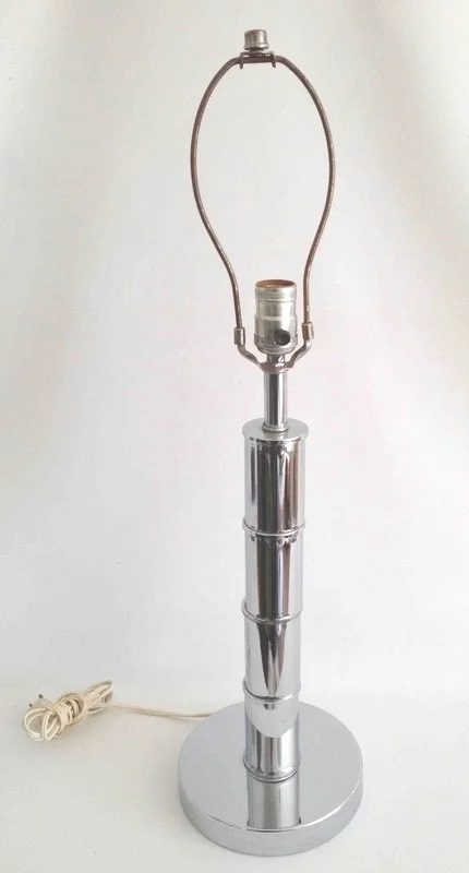 Chrome faux bamboo lamp with 70s vibe. $125