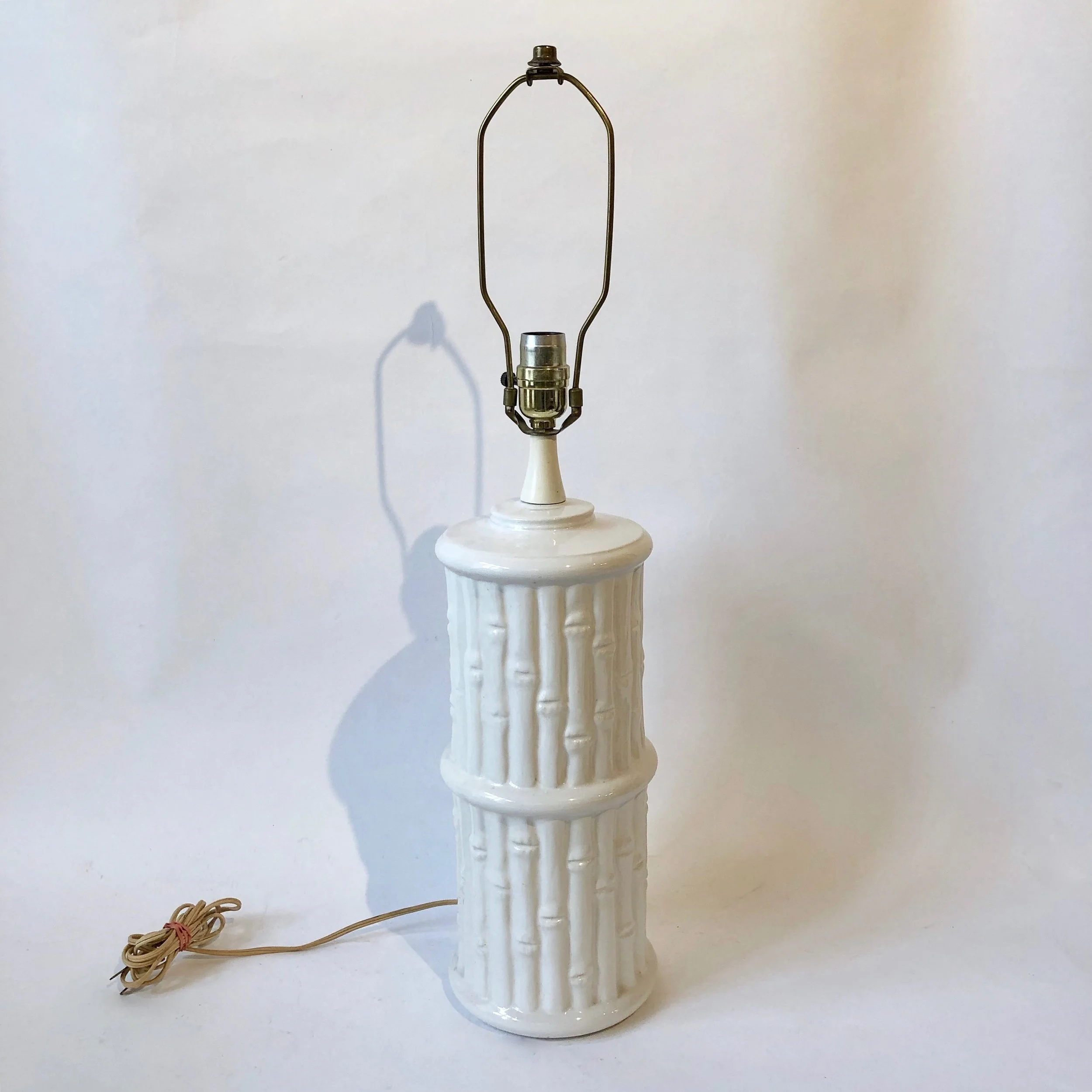 Faux-bamboo detail ceramic lamp 6.5x29inH (top of finial). $235