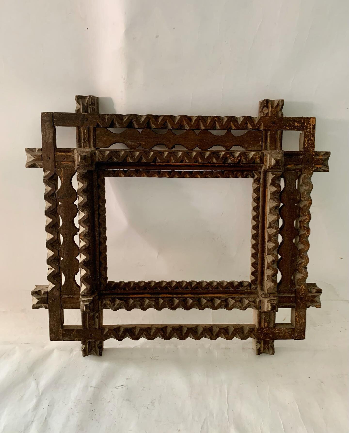 A primitive chip carved folky tramp art frame just add a pic of me $115.00 #citycountrycottagecabin #folkart #farmhousedecor #gallerywall #interiors #modernfarmhouse #vintagefineobjects #dmforinq