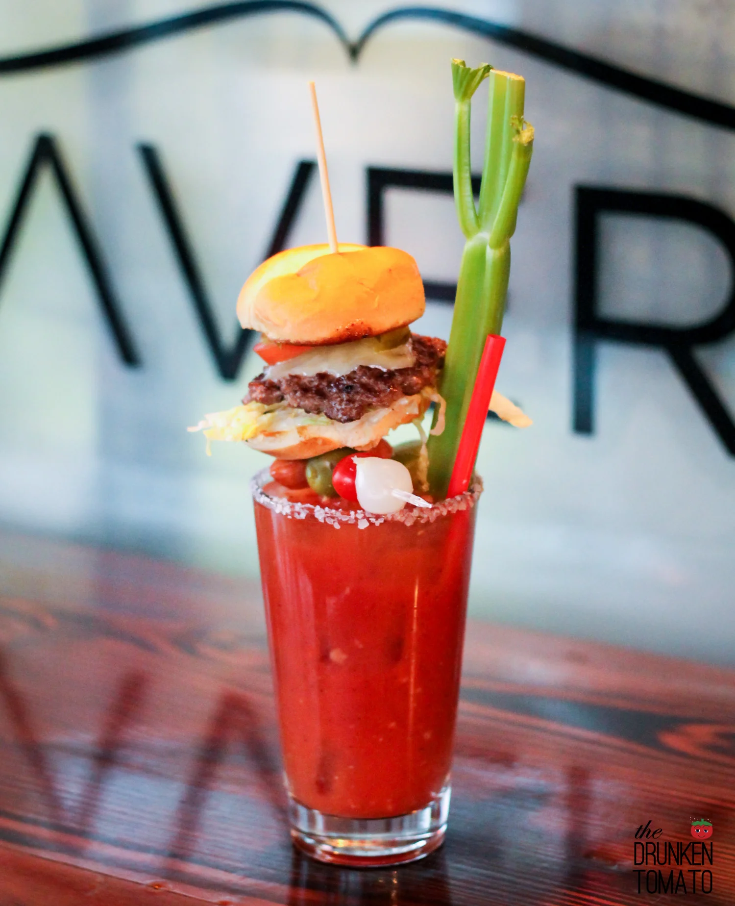 Sam's Tavern Bloody Mary. Epic Garnish, Bacon Deliciousness.