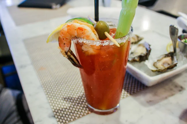 Shrimp Garnished Bloody Marys at Lure - Westlake Village