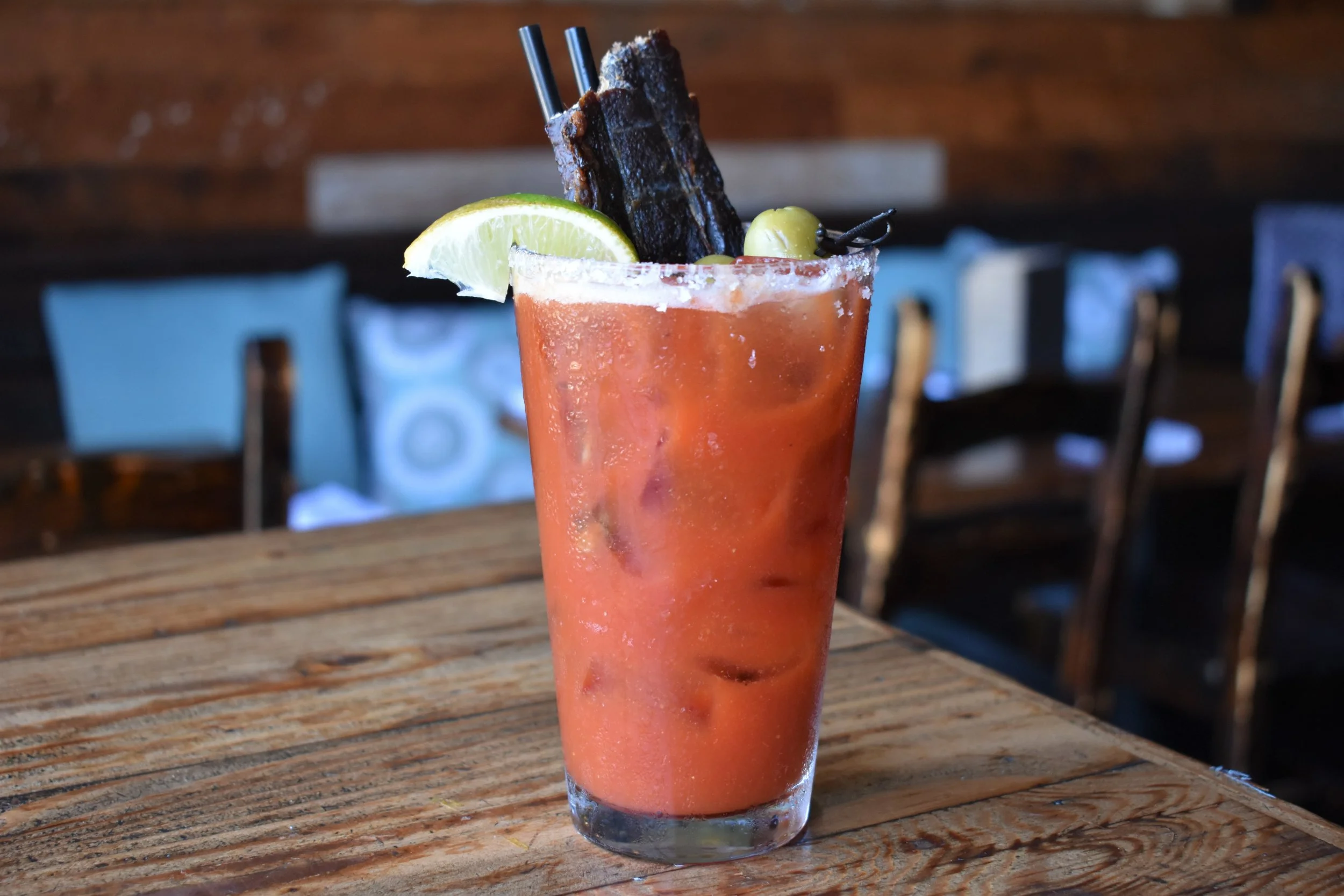Jerky Garnished Bloody Bulls at The Standing Room - Hermosa Beach