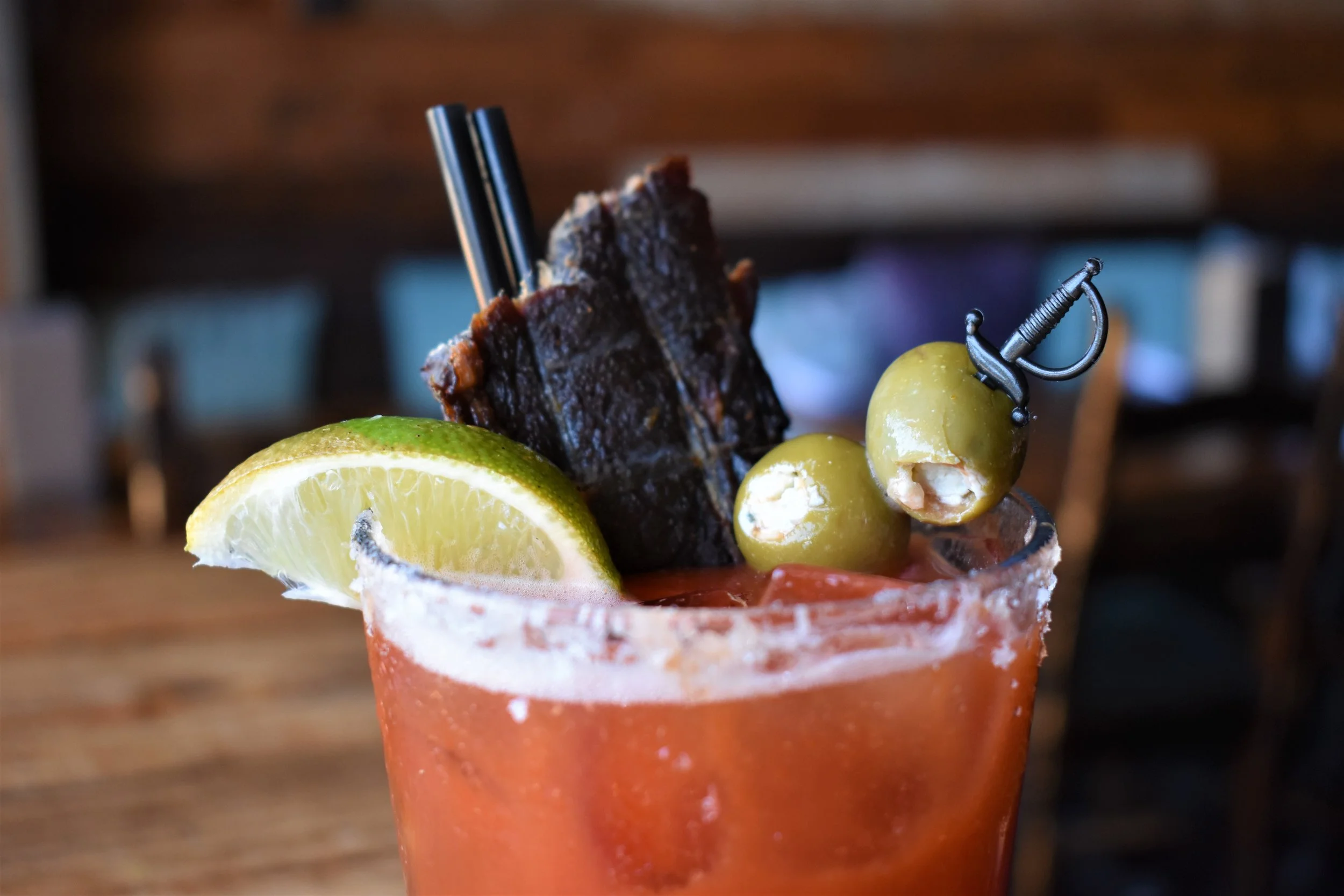 Jerky Garnished Bloody Bulls At The Standing Room Hermosa Beach The 