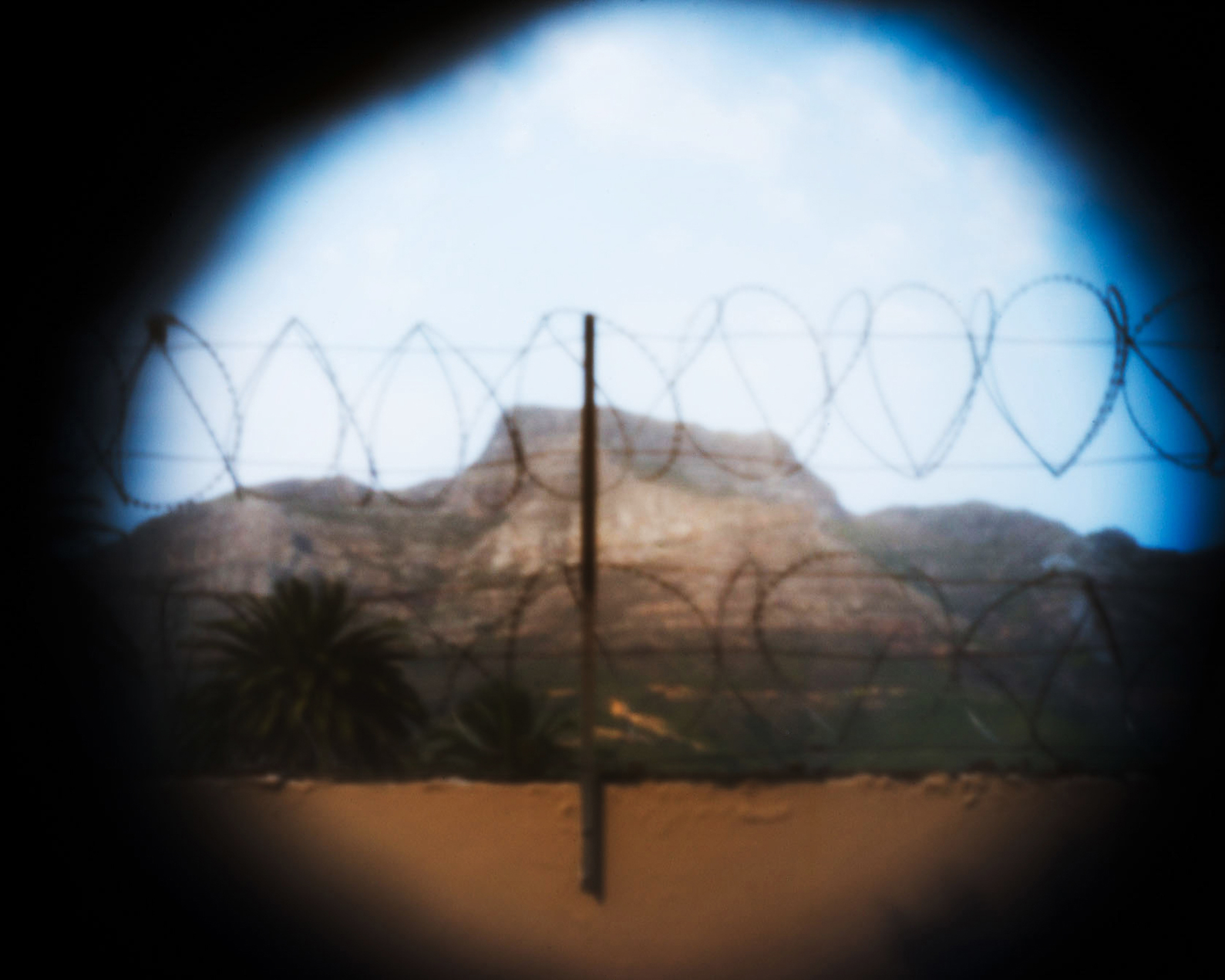 Devils Peak and razor wire.