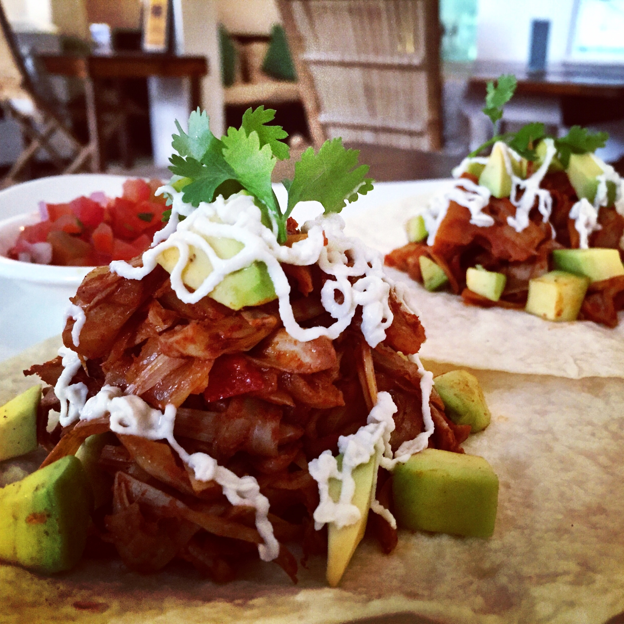 Vegan tacos at Backyard Cafe 