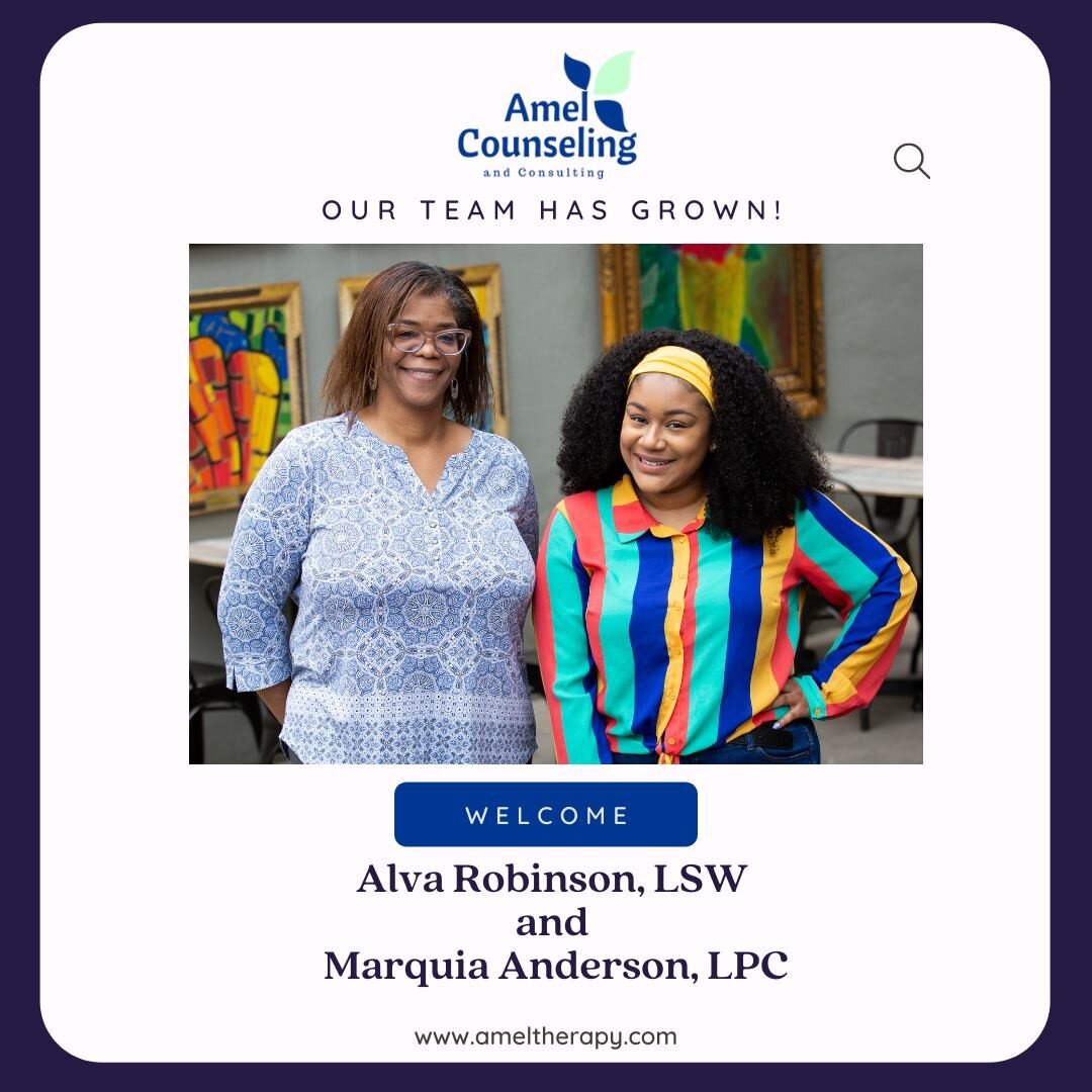 Our team grew thi sumer! Please welcome Alva Robinson, LSW and Marquia Anderson, LPC. 

Alva helps children dealing with trauma, adoption,  and anxiety heal. She also specializes in mothers and daughters improve their relationships. 

Marquia special