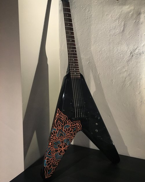 Mandala painted guitar