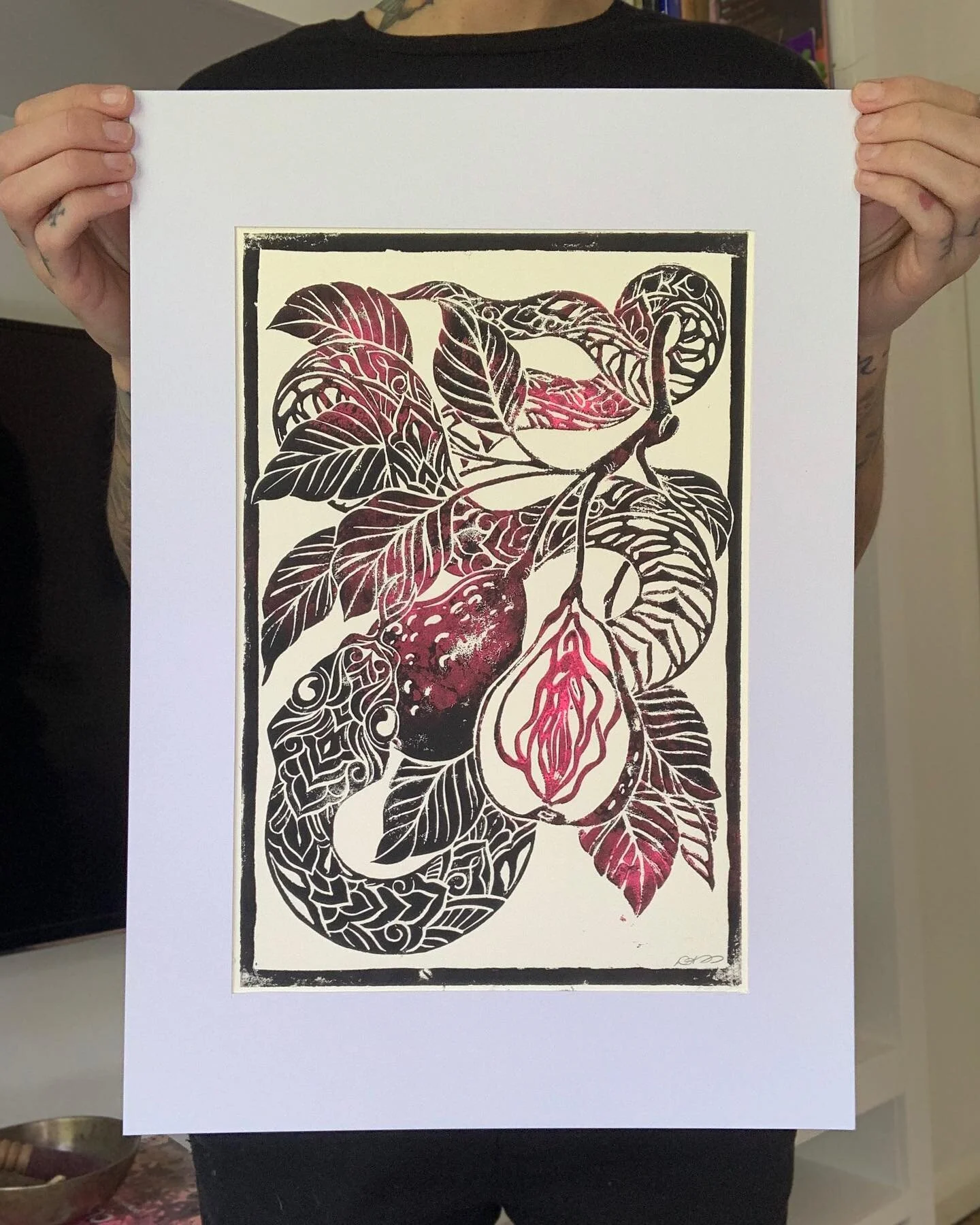 The Forbidden Fruits Limited Edition Prints Series is now available on my website. These individually made Lino Prints are created from six hand-drawn works to produce affordable originals. From greeting cards and mini prints to large-scale originals