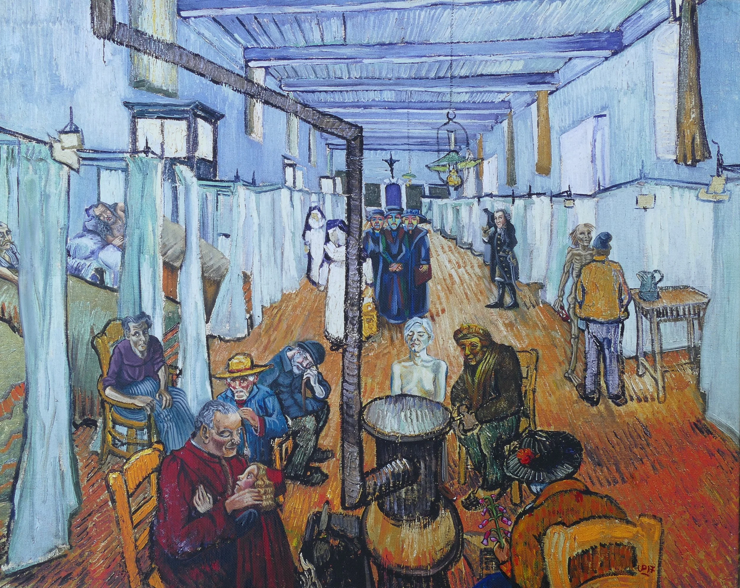 "Betreutes Wohnen", Acryl auf Kunstdruck von Vincent van Gogh
