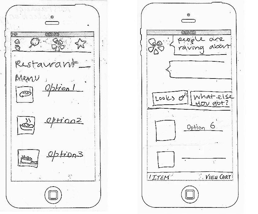 Low-fedility sketches created during exploration stage.