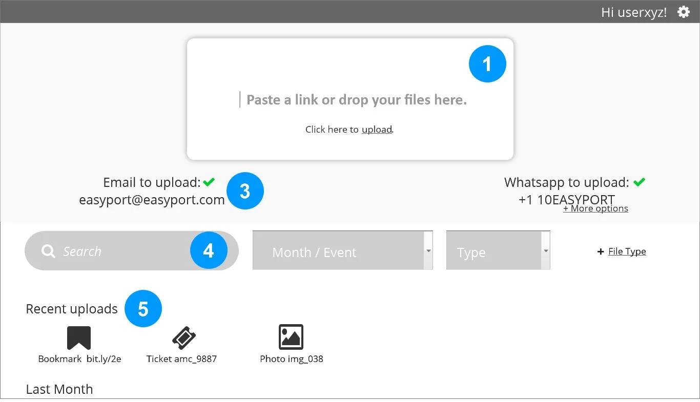 Web interface of Easyport.