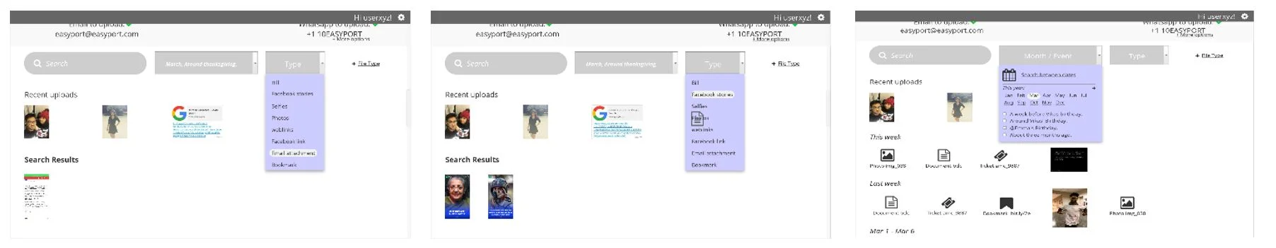 Interactive screens made using the data user sent me.