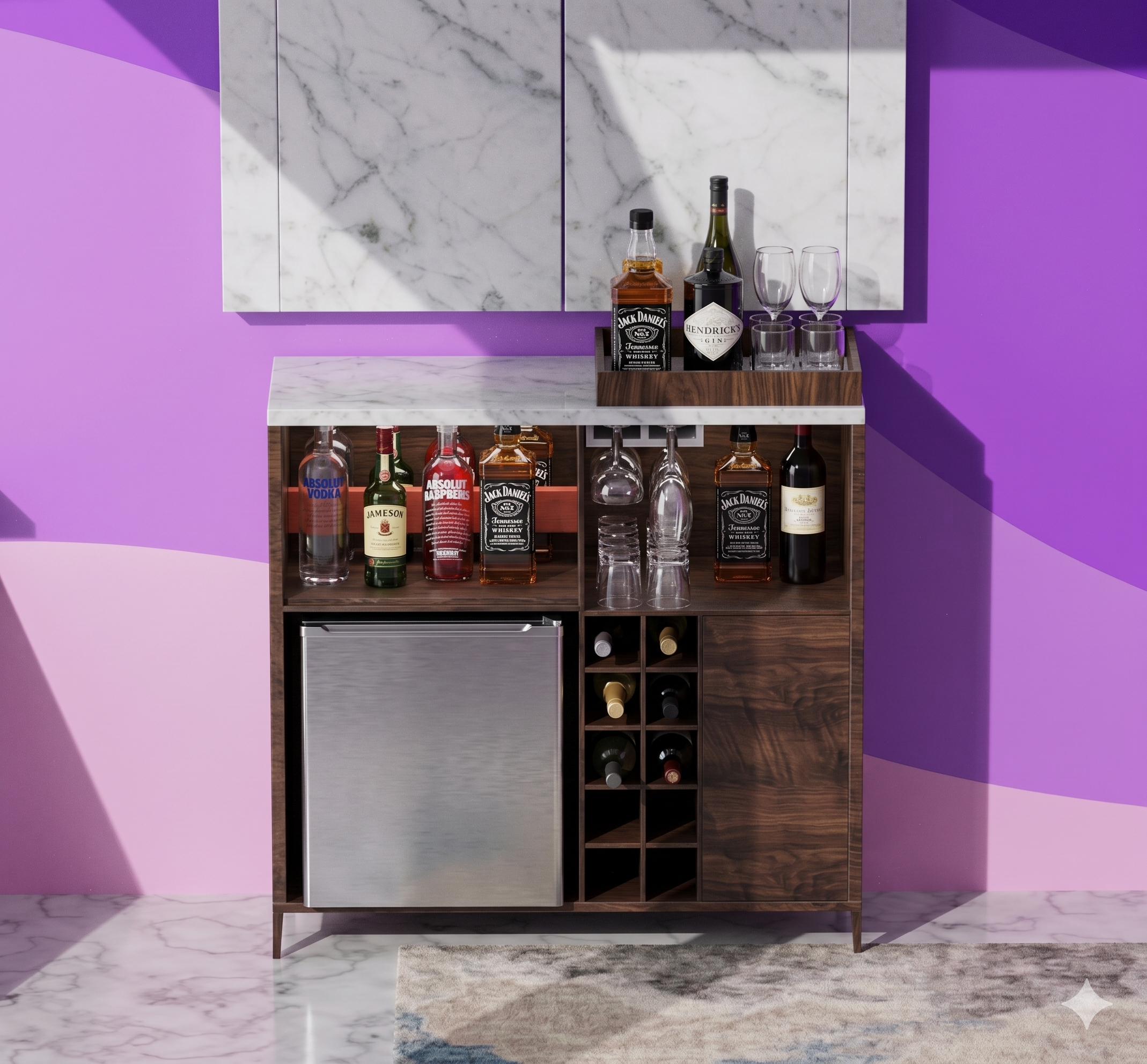 A mini-bar designed by me to meet the space requirements and style