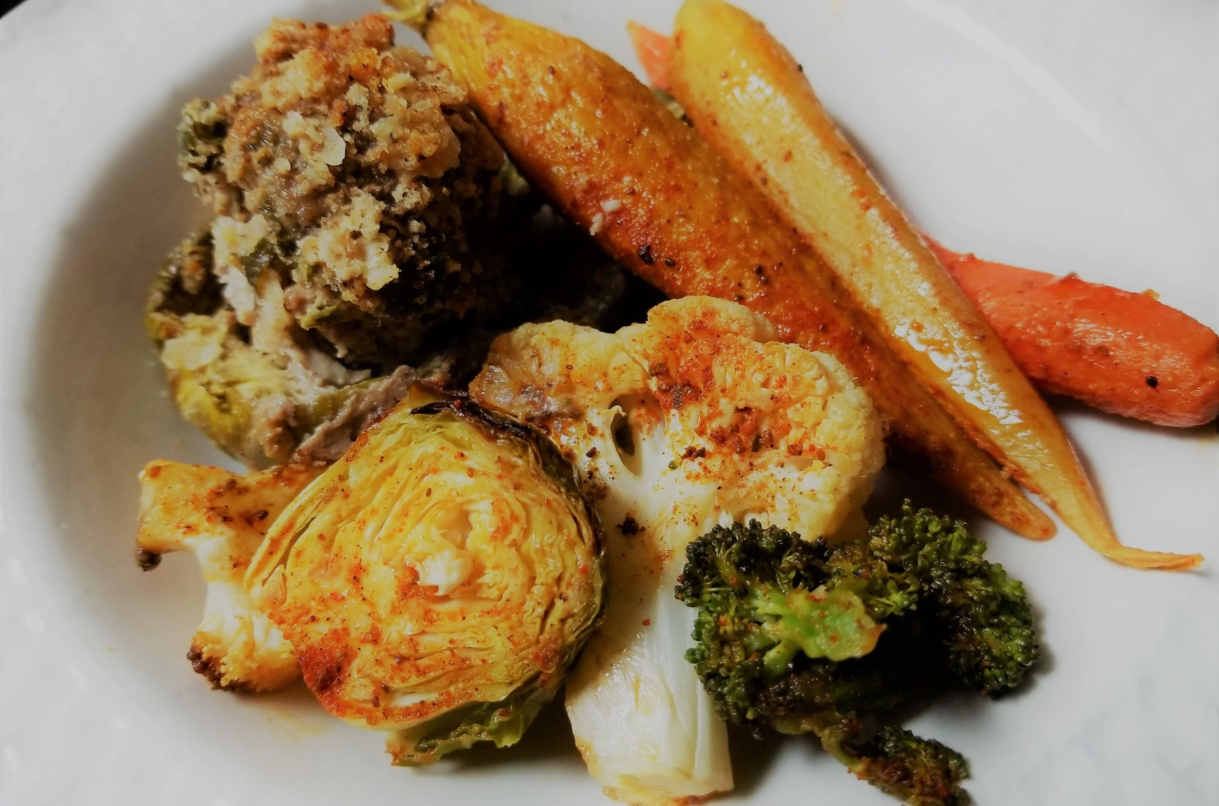 Schnitzel Stuffed Peppers with Oven Roasted Veggies