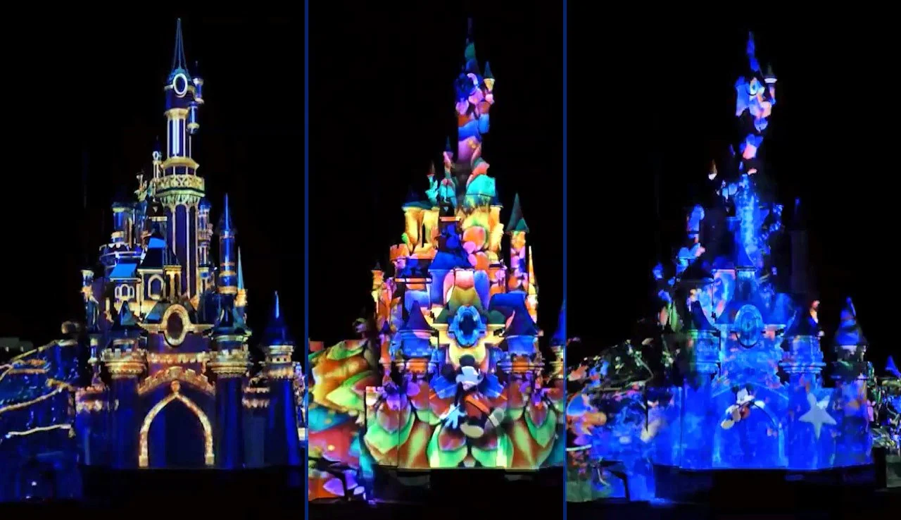 Cinderellas castle lights up each night with projection mapping