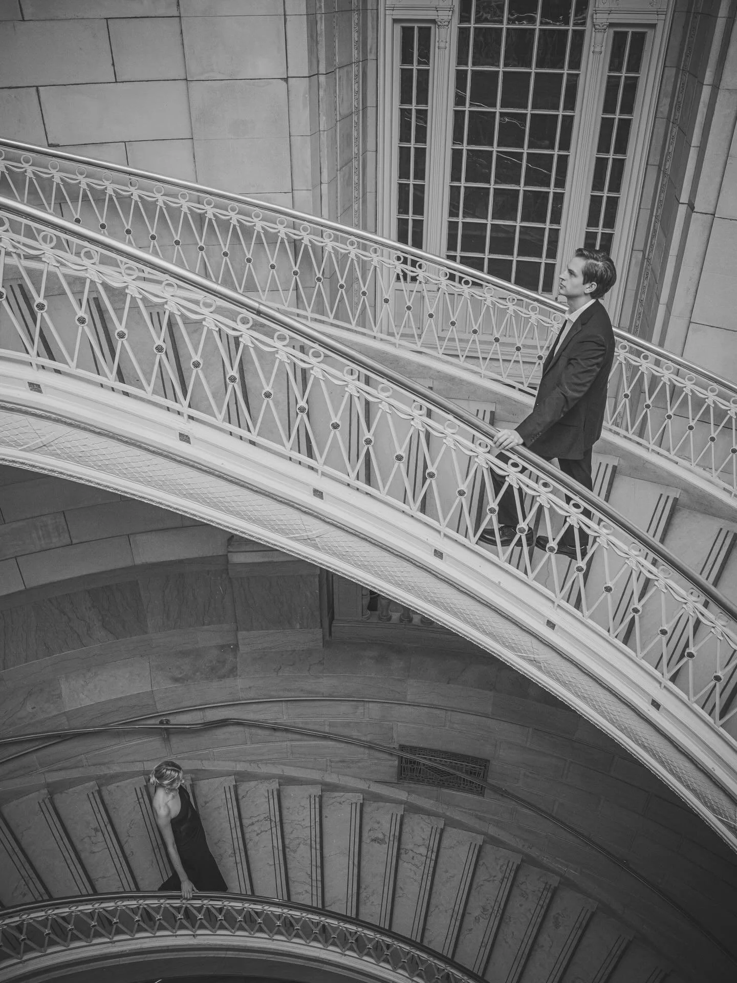 Want a romantic feel for your engagement shoots? Hartford city hall. How fun are these? The spiral stair cases are gorgeous &amp; the architecture is stunning. Obsessed with Rachael &amp; Josh &amp; these photos!