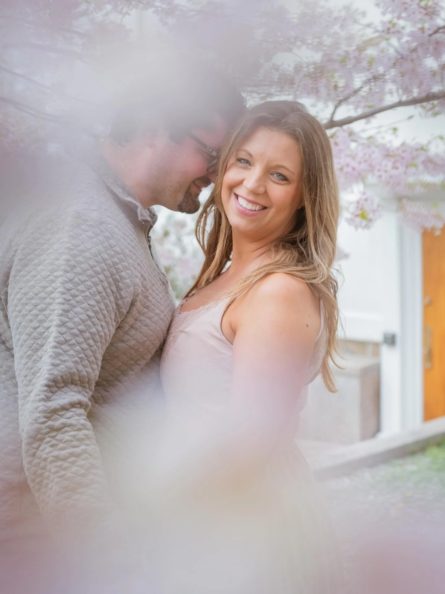 Trisha and Zach pivoted their engagement shoot location when I sent them a text saying uhh I know you wanted this location but the cherry blossoms are in full bloom right now, want to pivot? And they were down! I&rsquo;m so glad we did because obsess