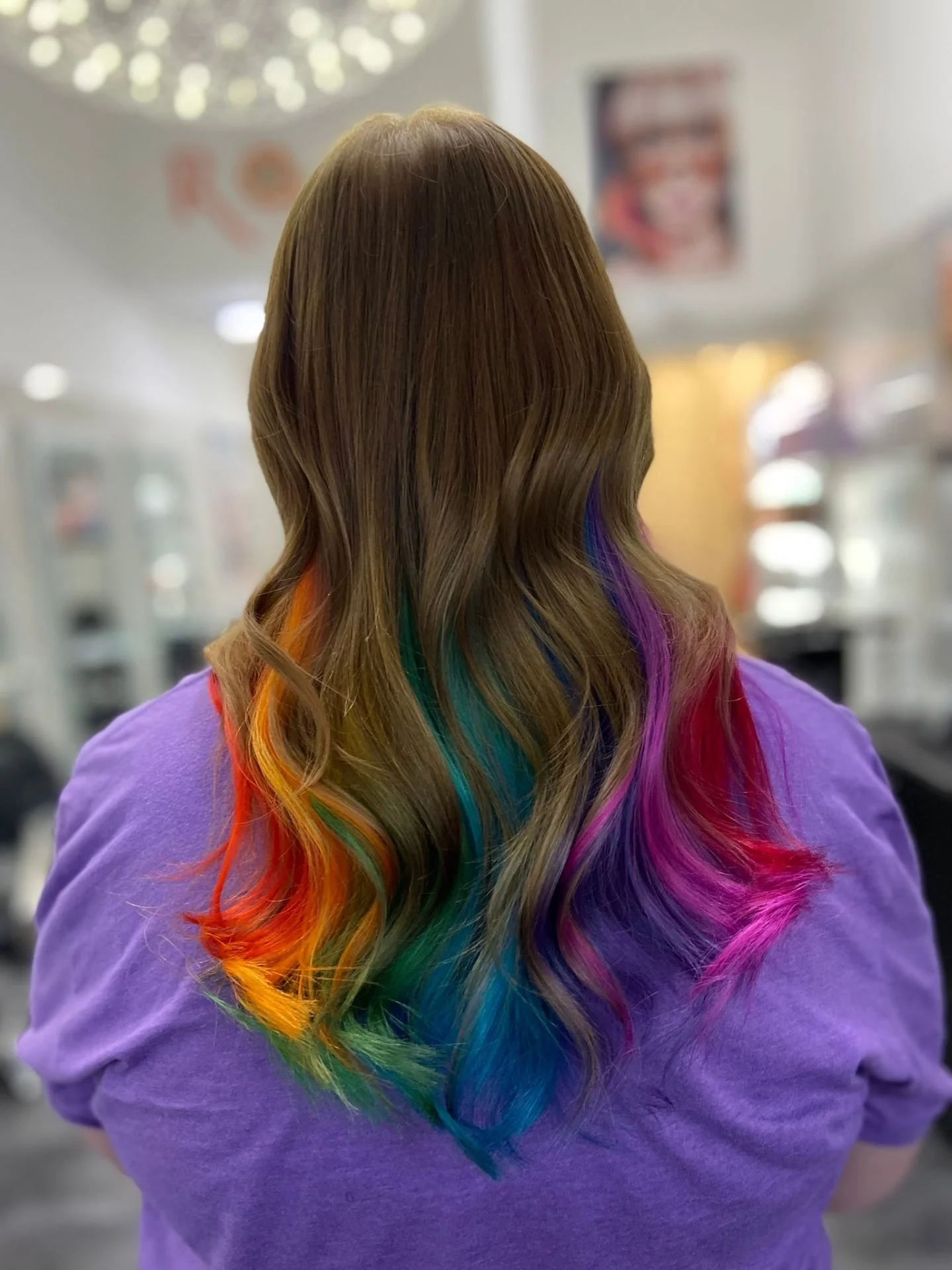 The perfect look for Pride Month 🌈🫶

Rainbow peekaboo hair for the ultimate suprise of colour. 
Looking for a new daring transformation? Take the leap with us at ROAR. 💛