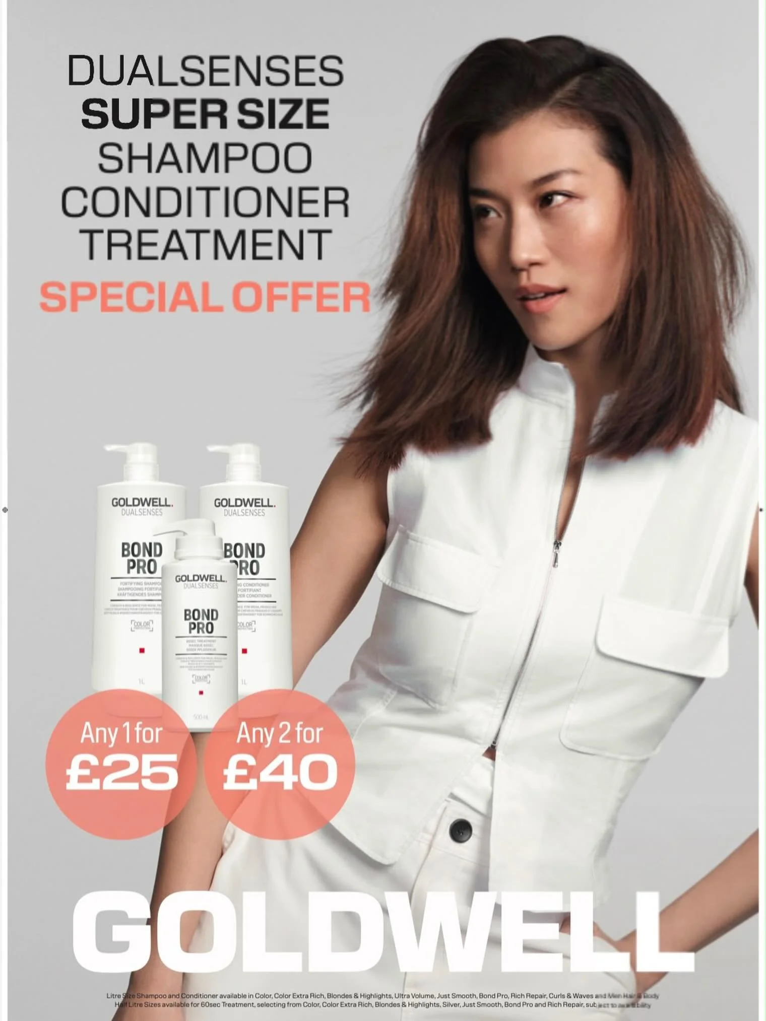 GOLDWELL Dual Senses DEAL 🚨 

This week only, all varieties of your favourite shampoos, conditioners and even treatments are available at a fantastic price! 

Any One for &pound;25
Any Two for &pound;40

DM your choices and pre order your ideal hair