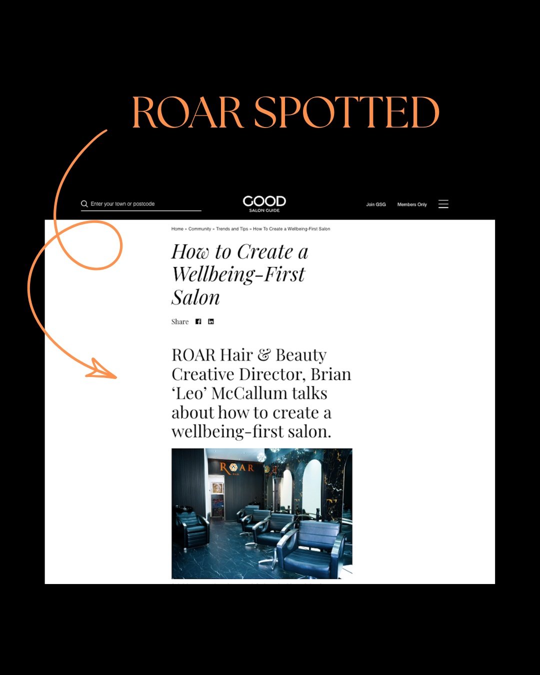 ROAR SPOTTED 👀🧡

Our Creative Director, @roar_ginger talks us through the importance of creating well-being first salon. 

Read the full story on @goodsalonguide. 🦁